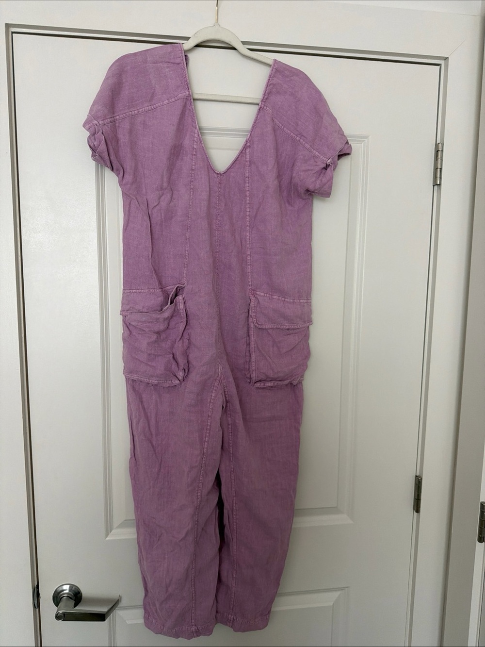 Free People Lilac Cropped Jumpsuit with Patch Pockets